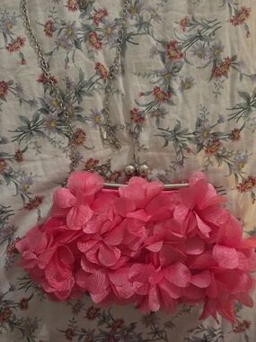 Pink Floral Petal Clutch Bag
